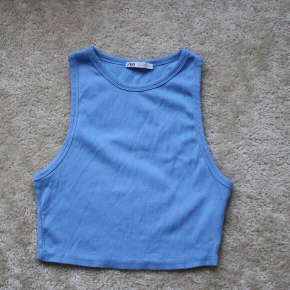 Zara Sky Blue Sleeveless Tank Top - Picture 1 of 3